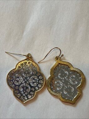 Gold tone Filigree Clover Drop Earrings - Women Jewelry